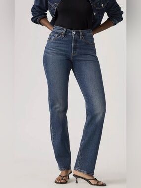 Levi's|501 Curve Straight Leg,High rise Relaxed Fit Denim Jeans,Dark Blue•••NWT
